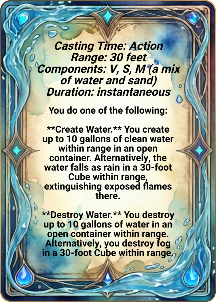 Create or Destroy Water back