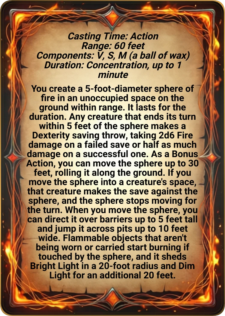 Flaming Sphere back