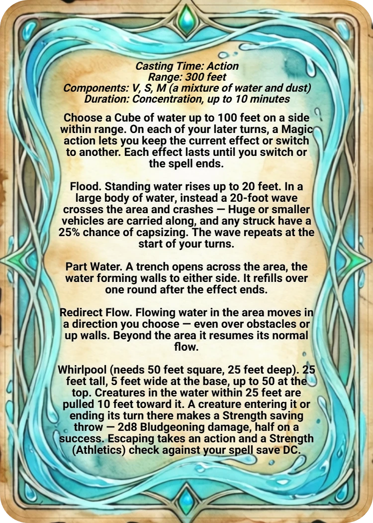 Control Water back